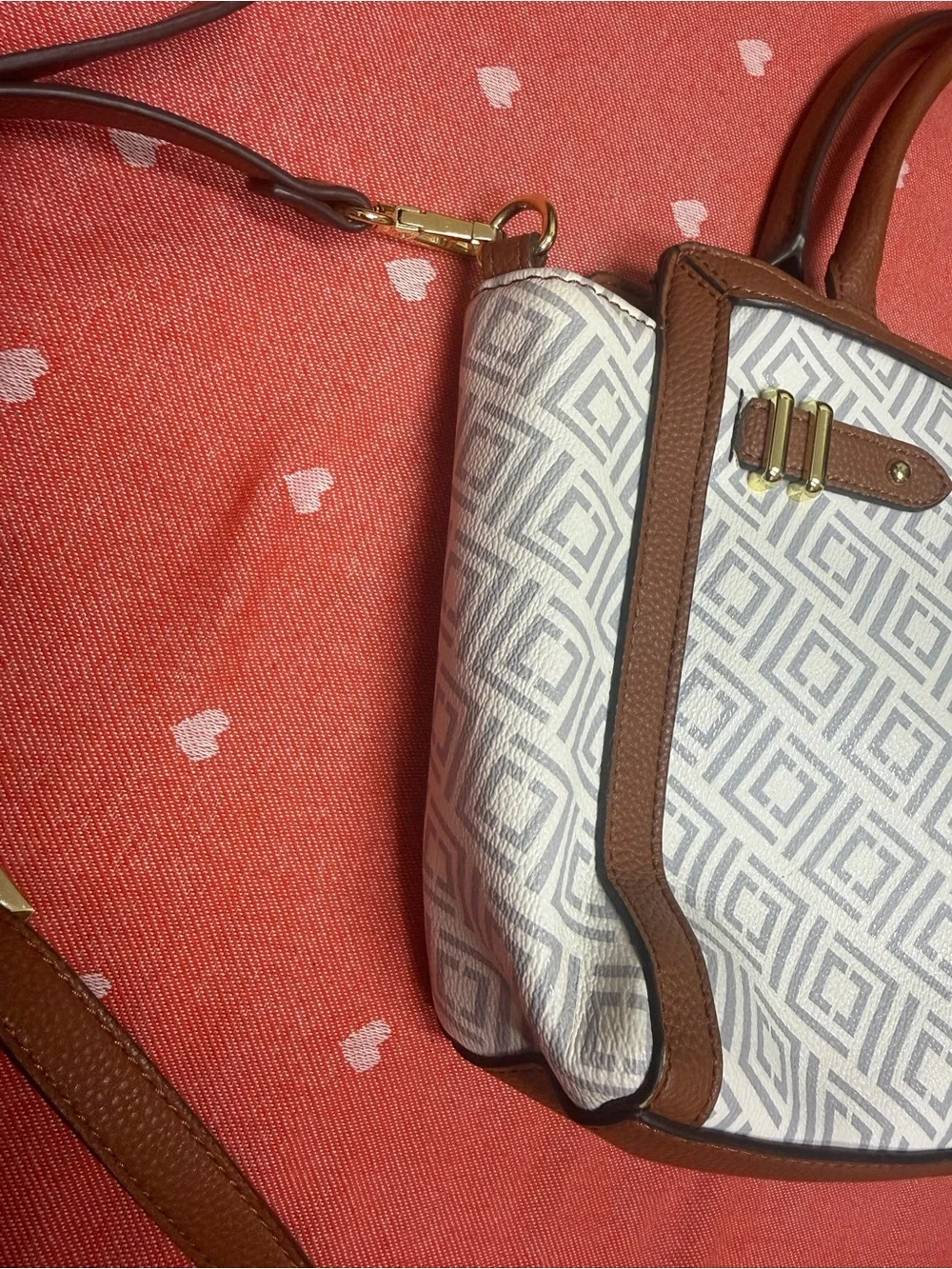 Liz Claiborne Brown & White Geometric Satchel